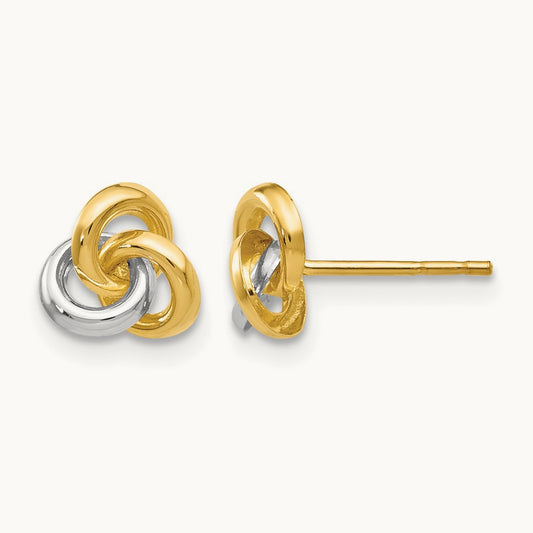Trinity Knot Earrings — 14K Two-Tone Gold