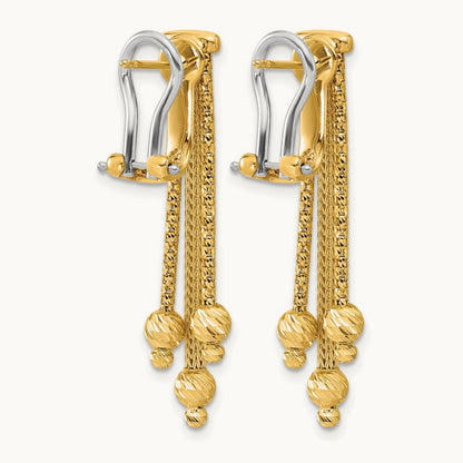 Polish/Texture/Dia-cut Fancy Dangle Omega Earrings, 14K — Leslie's