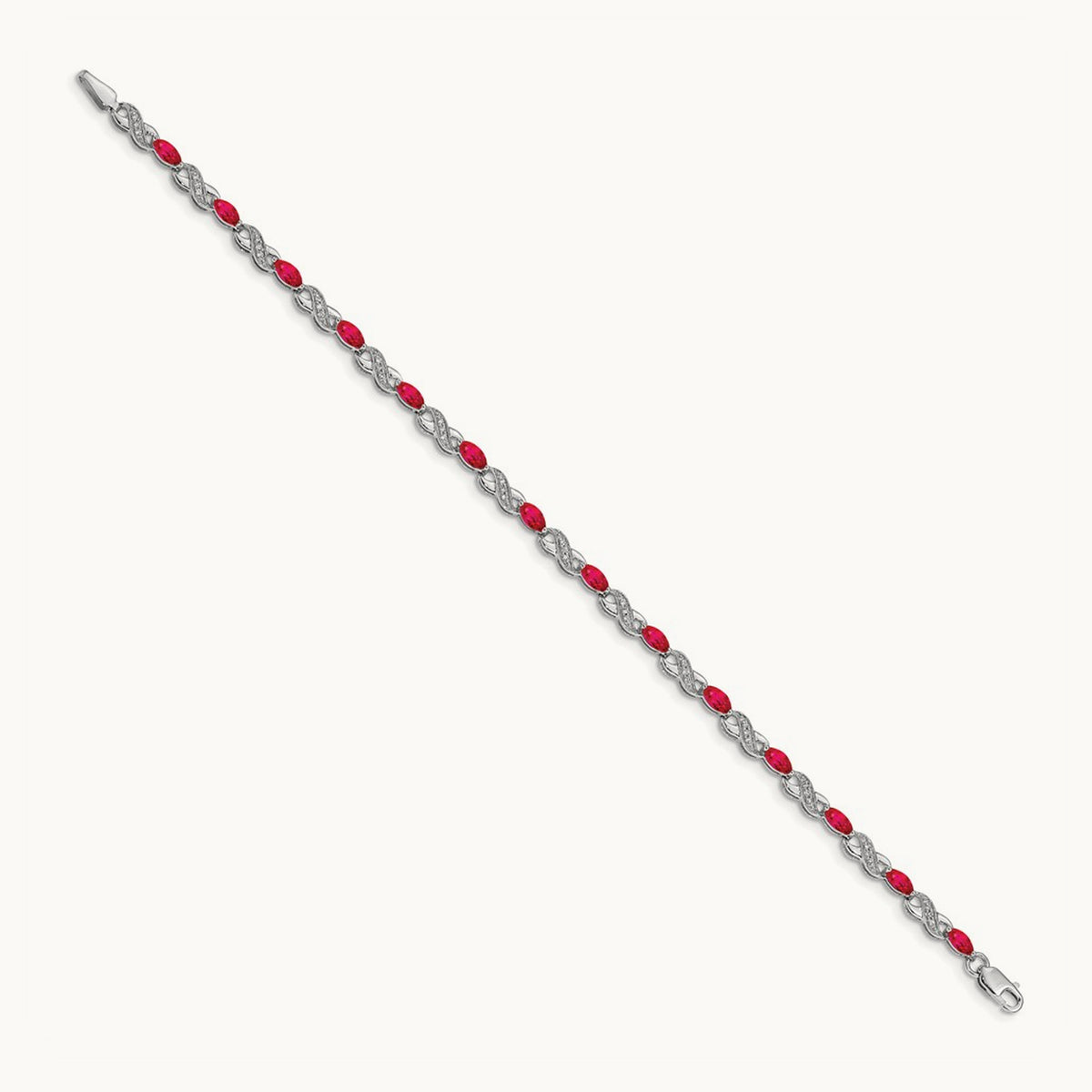 Diamond and Ruby Infinity Bracelet — 14K White Gold, 7mm