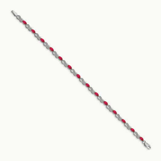 Diamond and Ruby Infinity Bracelet — 14K White Gold, 7mm