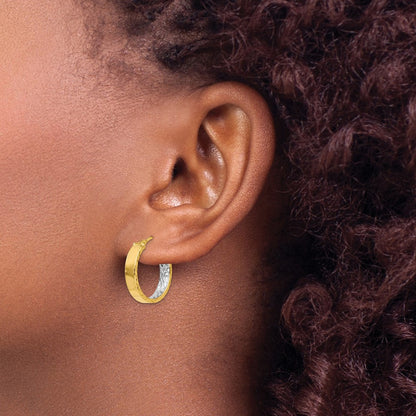 Polished and Diamond-cut Hoop Earrings — 20mm