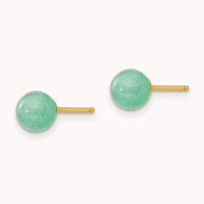Madi K Green Natural Stone Post Earrings, 5mm, 14K