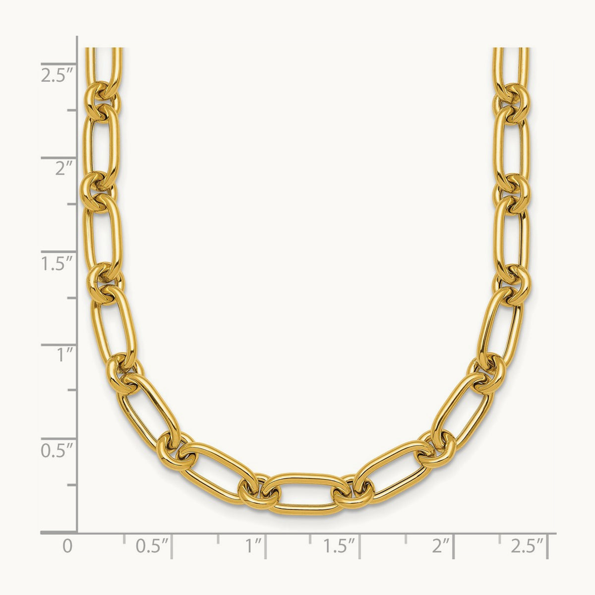 Polished Oval and Circle Link 18in Necklace, 14K