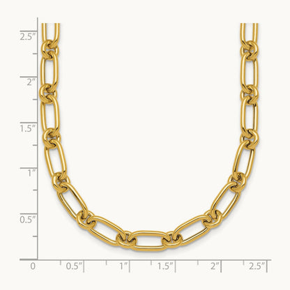 Polished Oval and Circle Link 18in Necklace, 14K