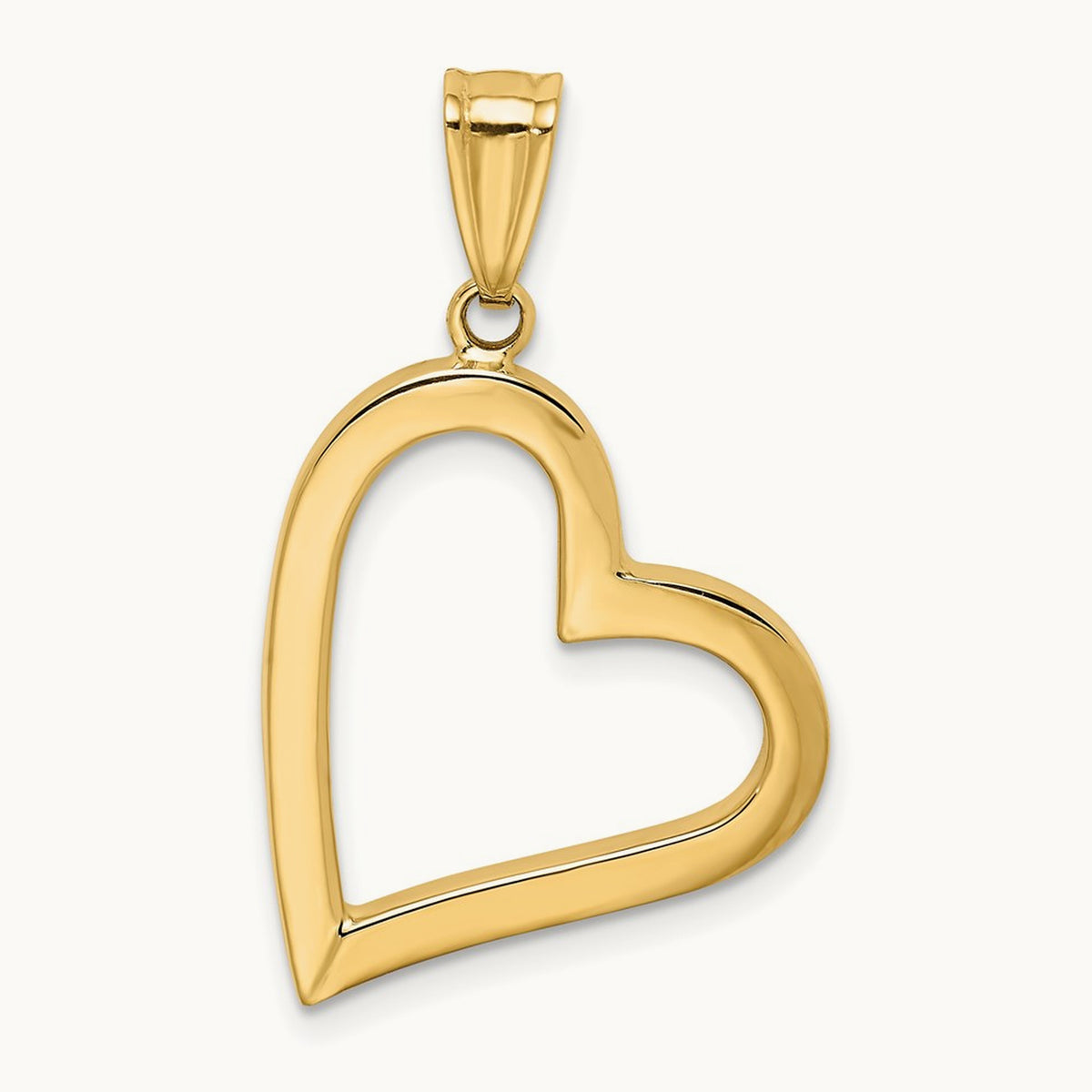 Polished Crooked Heart Pendant, 14K