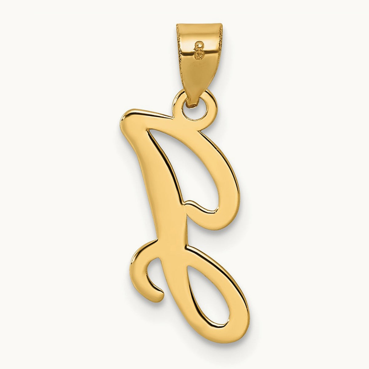 Script Letter J Initial Pendant, 14K Yellow Gold