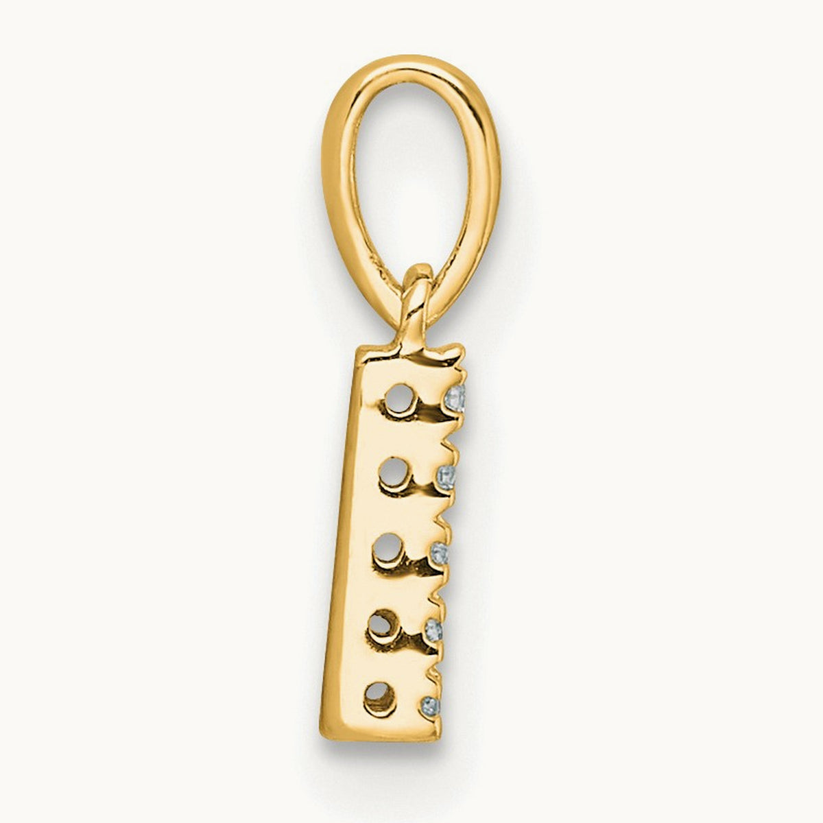 Diamond Initial with Bail Pendant — 14K Yellow Gold, L