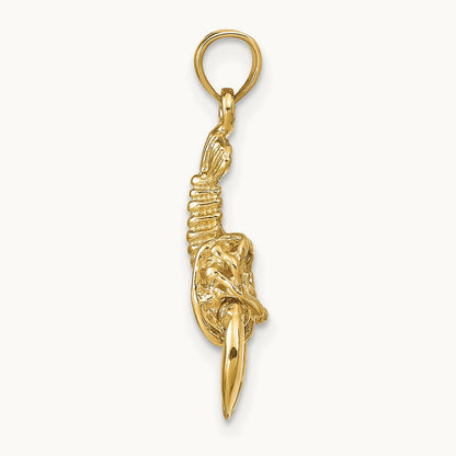 Moveable Lobster Pendant — 14K Yellow Gold
