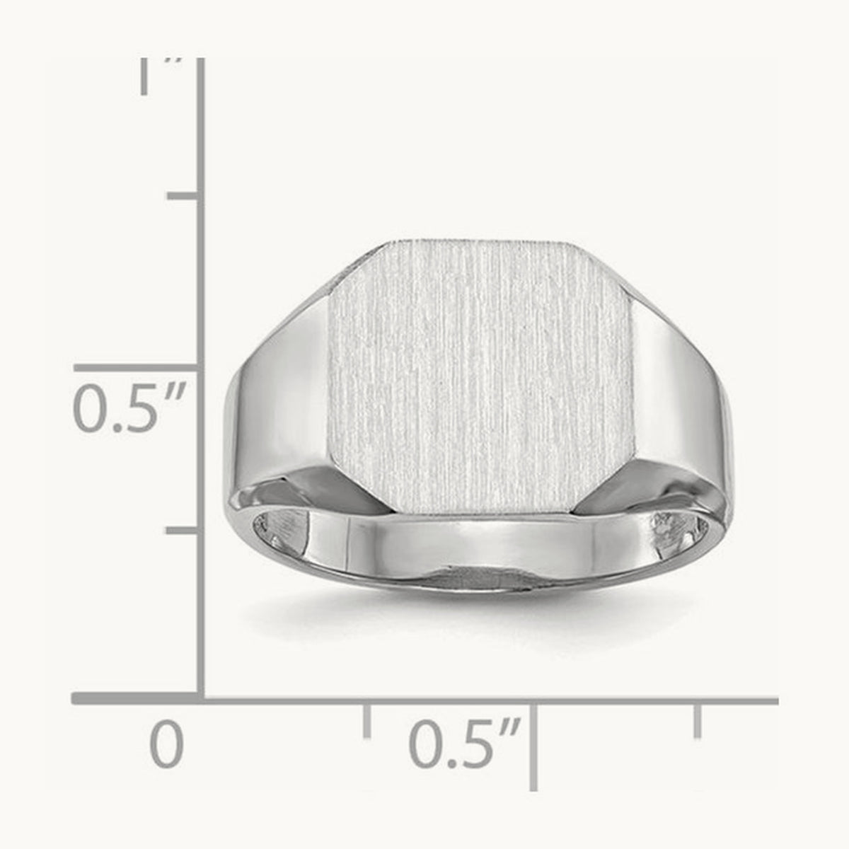 12.5x11. Open Back Signet Ring, 5mm, 14K White Gold
