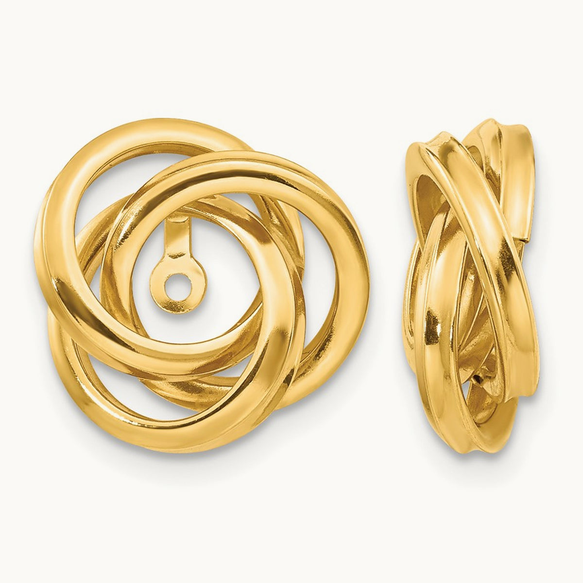Polished Love Knot Earring Jackets — 14K Yellow Gold, 15mm