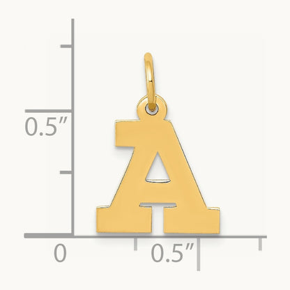 Small Block Initial Charm — 14K Yellow Gold, A