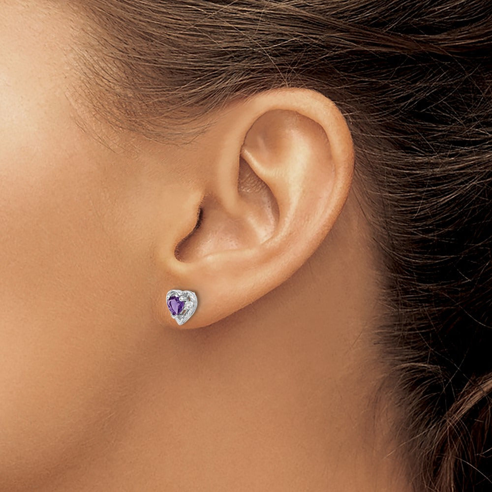 Amethyst and Diamond Heart Earrings — photo set