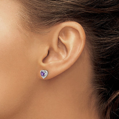 Amethyst and Diamond Heart Earrings — photo set