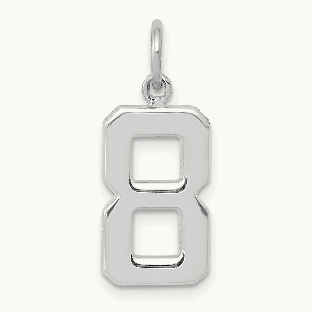 Medium Polished Number 8 Charm — 14K White Gold, 18.61mm