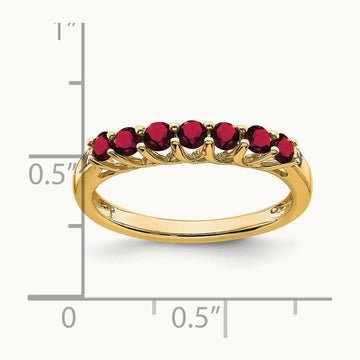 Created Ruby and Lab-Grown Diamond 7-stone Ring — 14K Yellow Gold