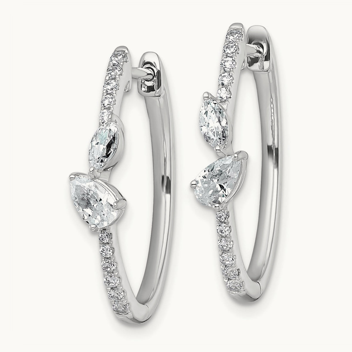 Hinged Hoop Earrings, 1.00 ct tw Lab-Grown Diamond — 14K White Gold