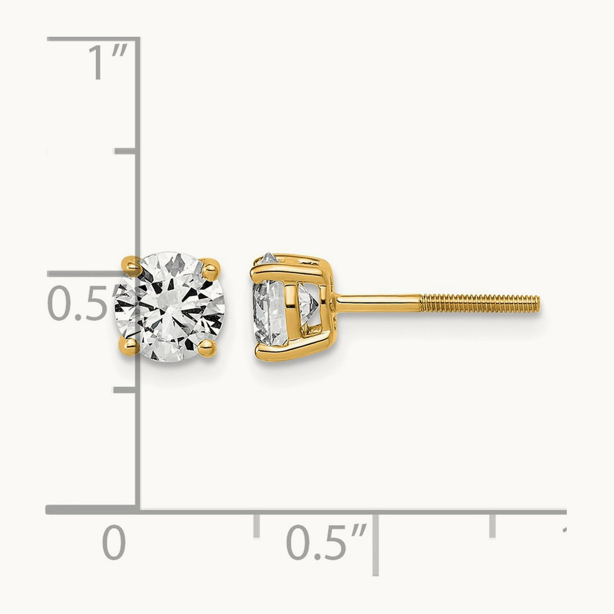 Lightweight Screwback Earrings, 0.25-4.00 ct tw Lab-Grown Diamond — 1 1/2 ct, 14K Yellow Gold