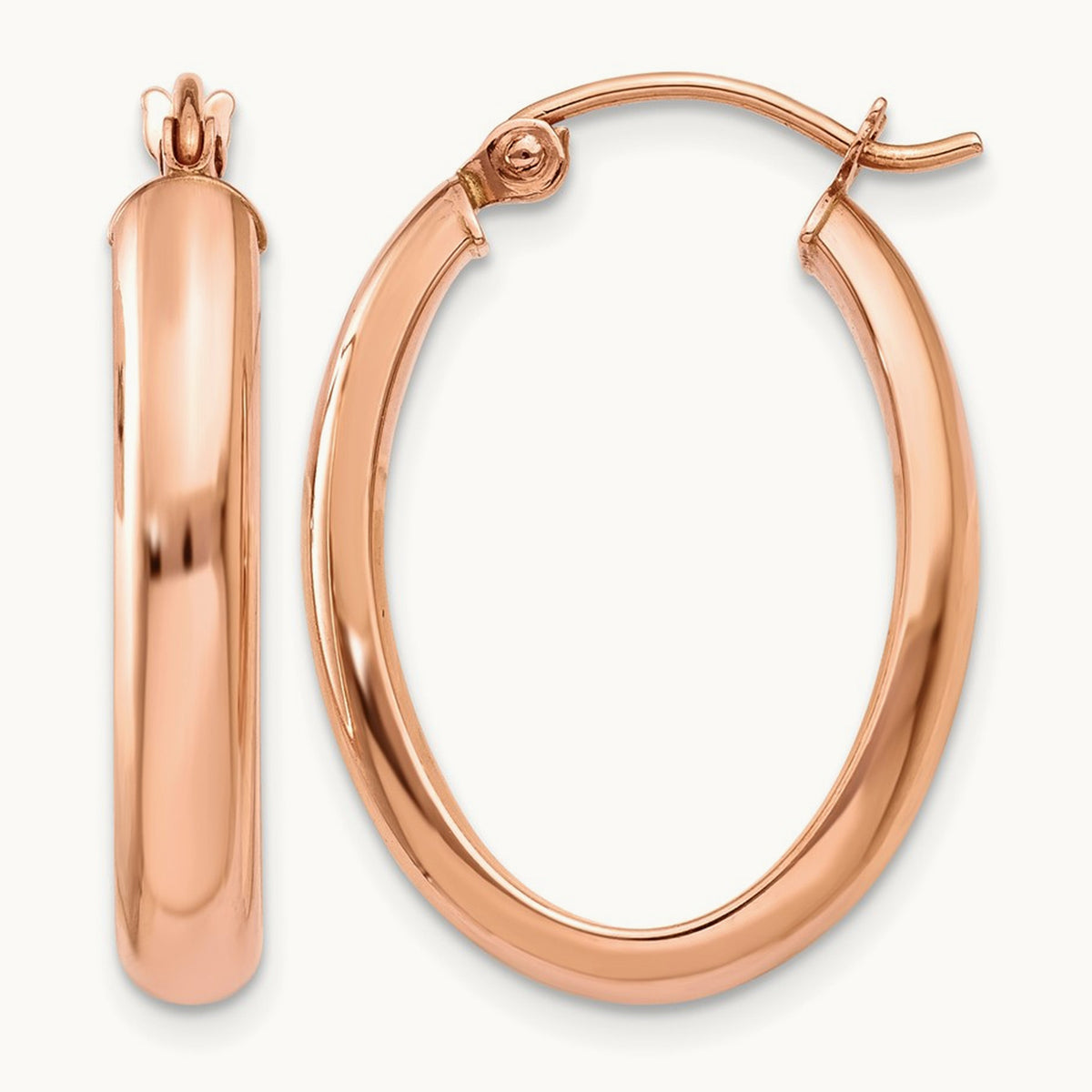 Polished Half-Round Oval Hoop Earrings — 16mm