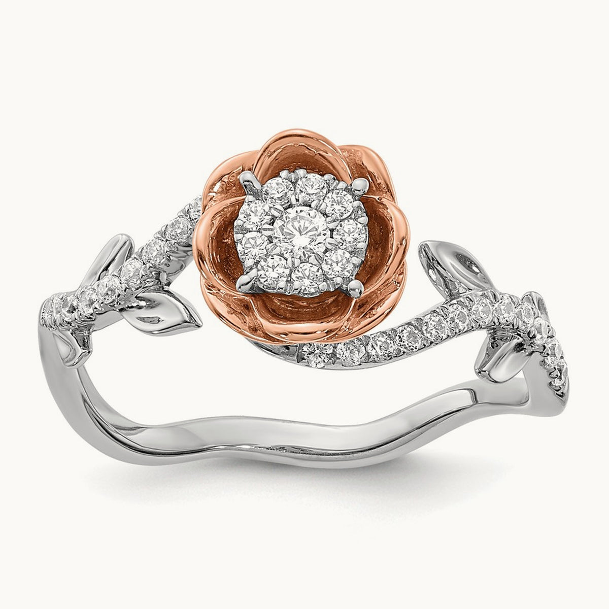 Diamond Fashion Band, 14K White with Rose Gold