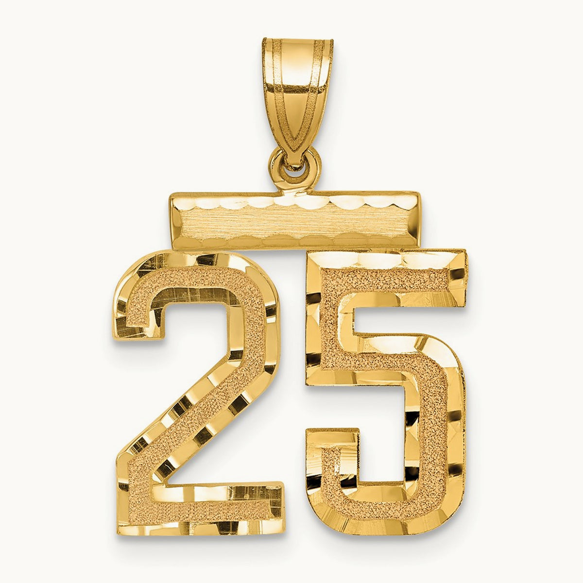 Medium Diamond-cut Number 25 Charm, 14K