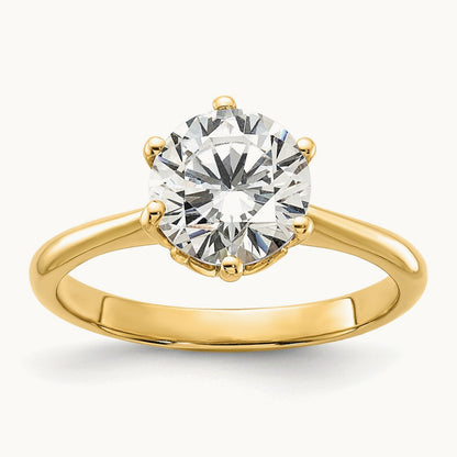 Polish 2ct Round Leaf Design Semi-Mount Dia Ring, 14K