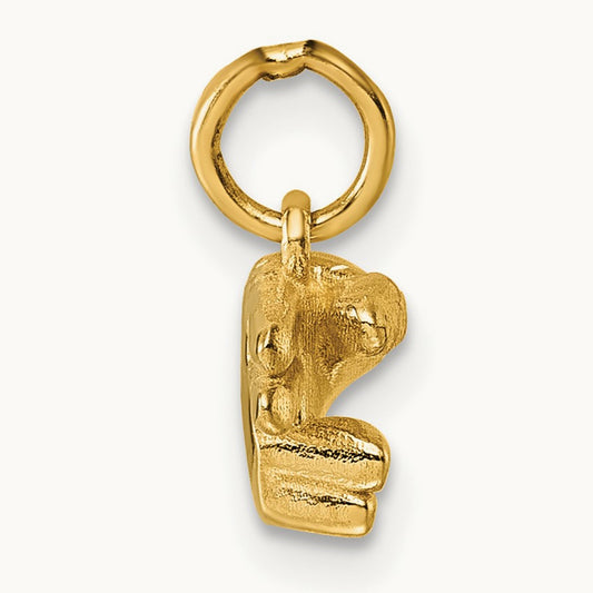 American Sign Language Alphabet Fingerspelling Sign H Pendant, 14K