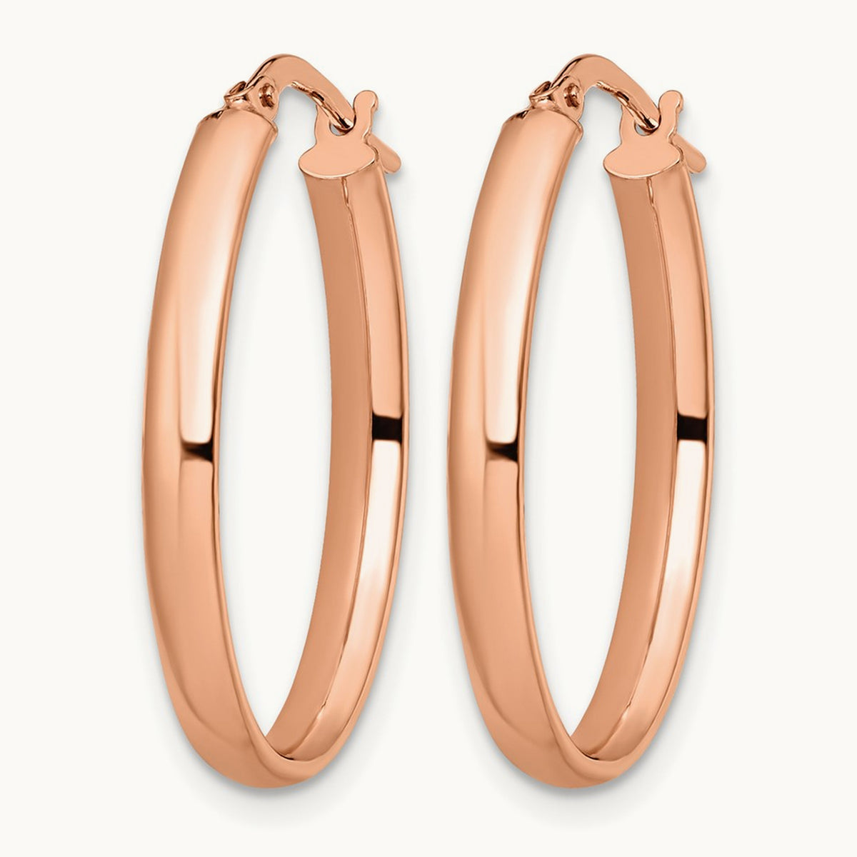 Polished Oval Hoop Earrings, 10K Rose Gold — Leslie's