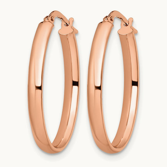 Polished Oval Hoop Earrings, 10K Rose Gold — Leslie's