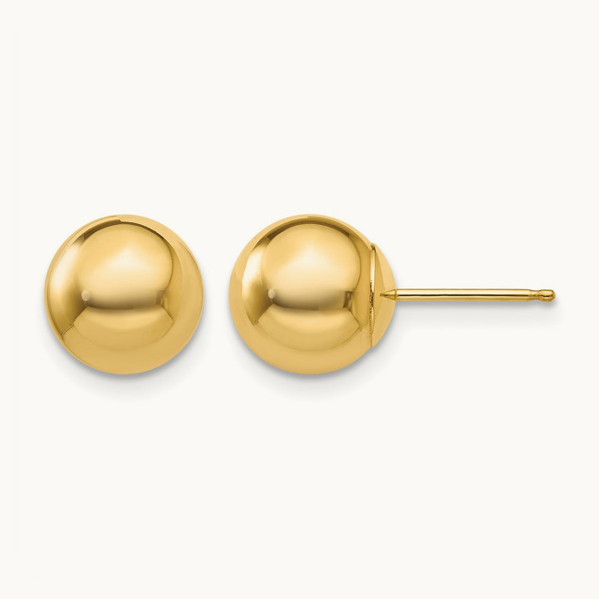 Polished Ball Post Earrings — 14K Yellow Gold, 8mm