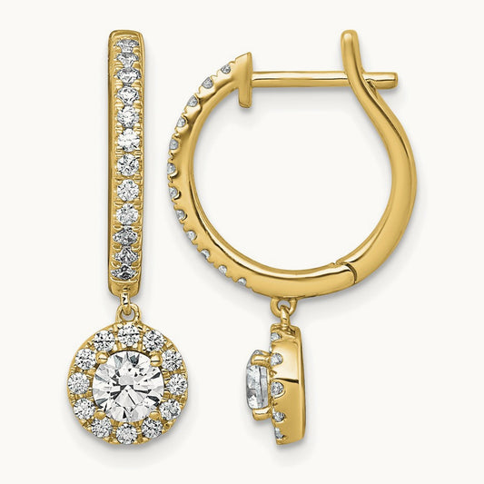 Dangle Hoop Earrings, 1.00 ct tw Lab-Grown Diamond — 14K Yellow Gold