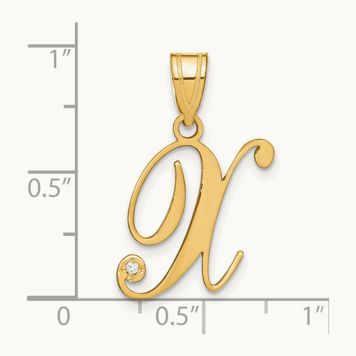Script Initial Pendant with Diamond — X