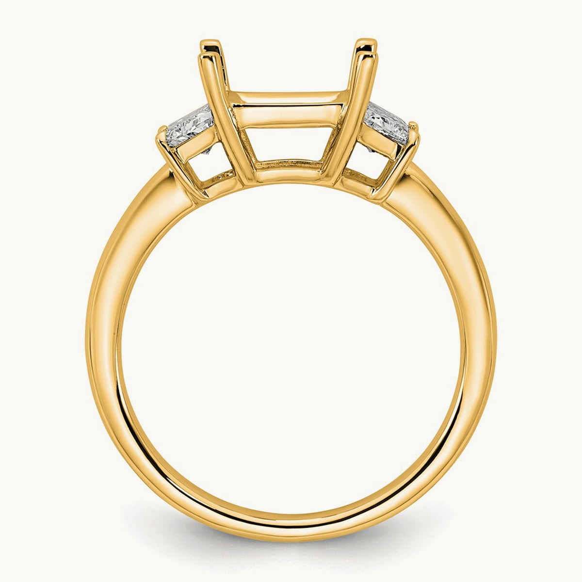 Trapezoid Princess Semi-Mount Engagement Ring — 14K Yellow Gold, 3/4 ct, 7