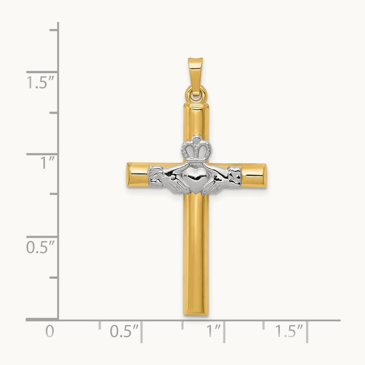 Claddagh Cross Pendant, 14K Two-tone