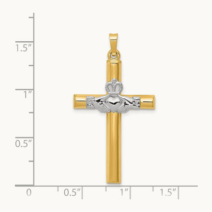 Claddagh Cross Pendant, 14K Two-tone