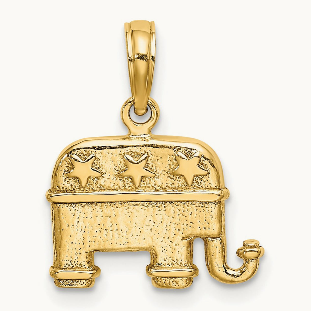 3-D Textured Republican Elephant Charm, 14K
