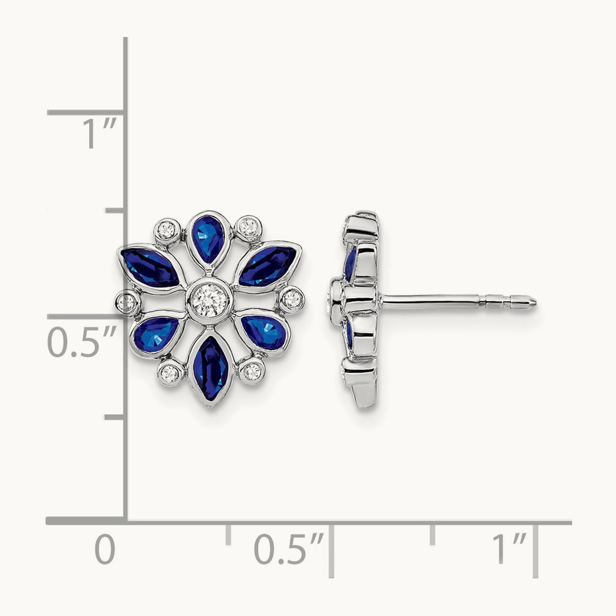 Sapphire and Diamond Post Earrings — photo set