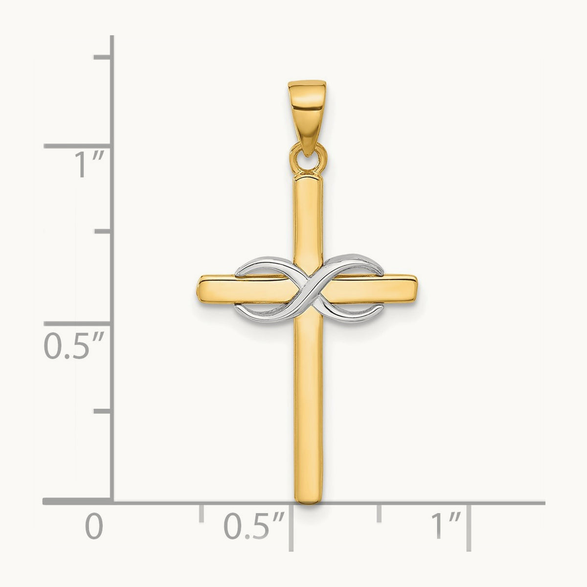 Polished Infinity Cross Pendant, 14K Two-tone