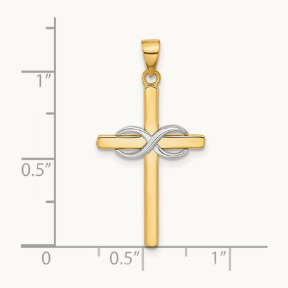 Polished Infinity Cross Pendant, 14K Two-tone