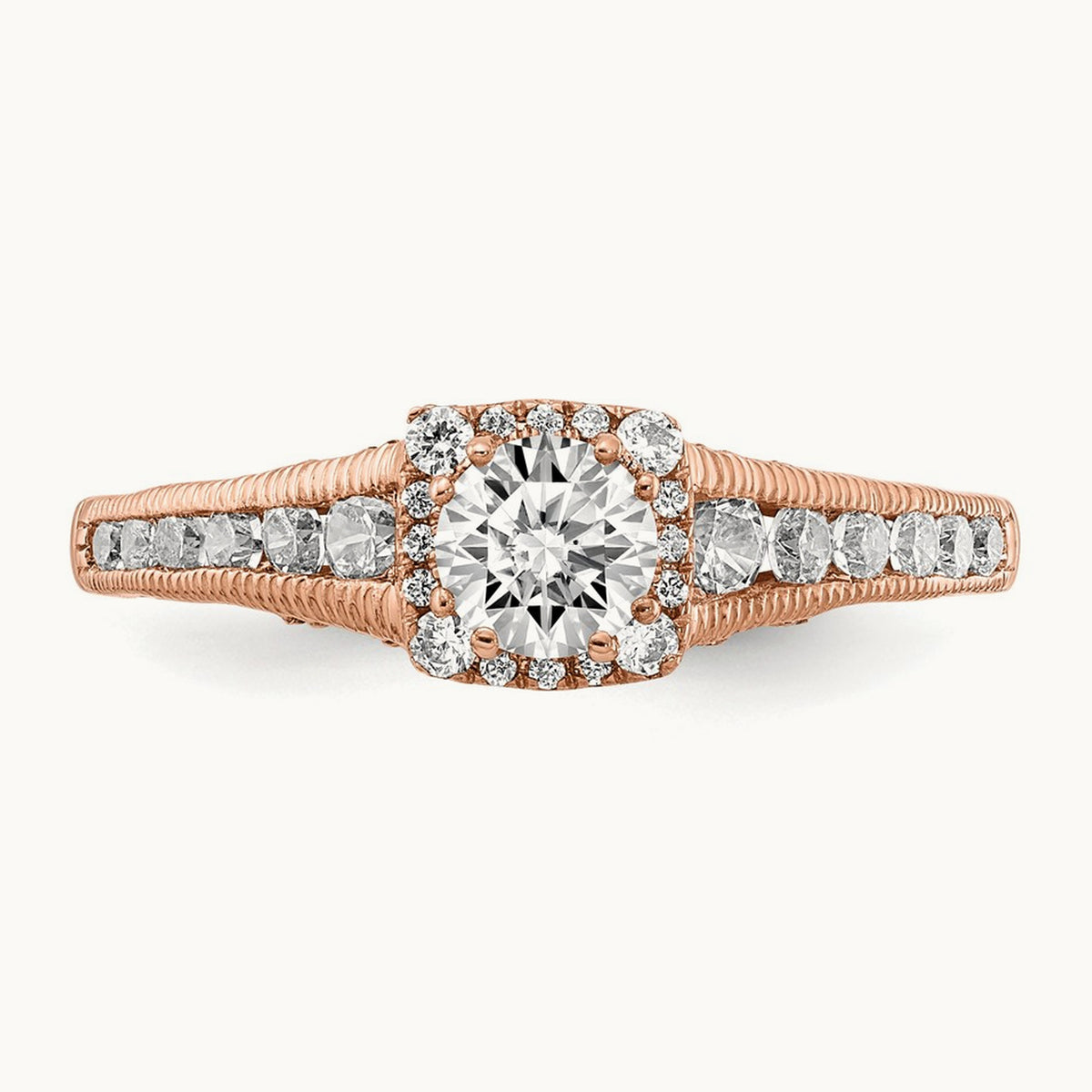 Petite Halo Engagement Ring, 0.75 ct tw Lab-Grown Diamond — VS/SI (Great) · Certified, 14K Rose Gold