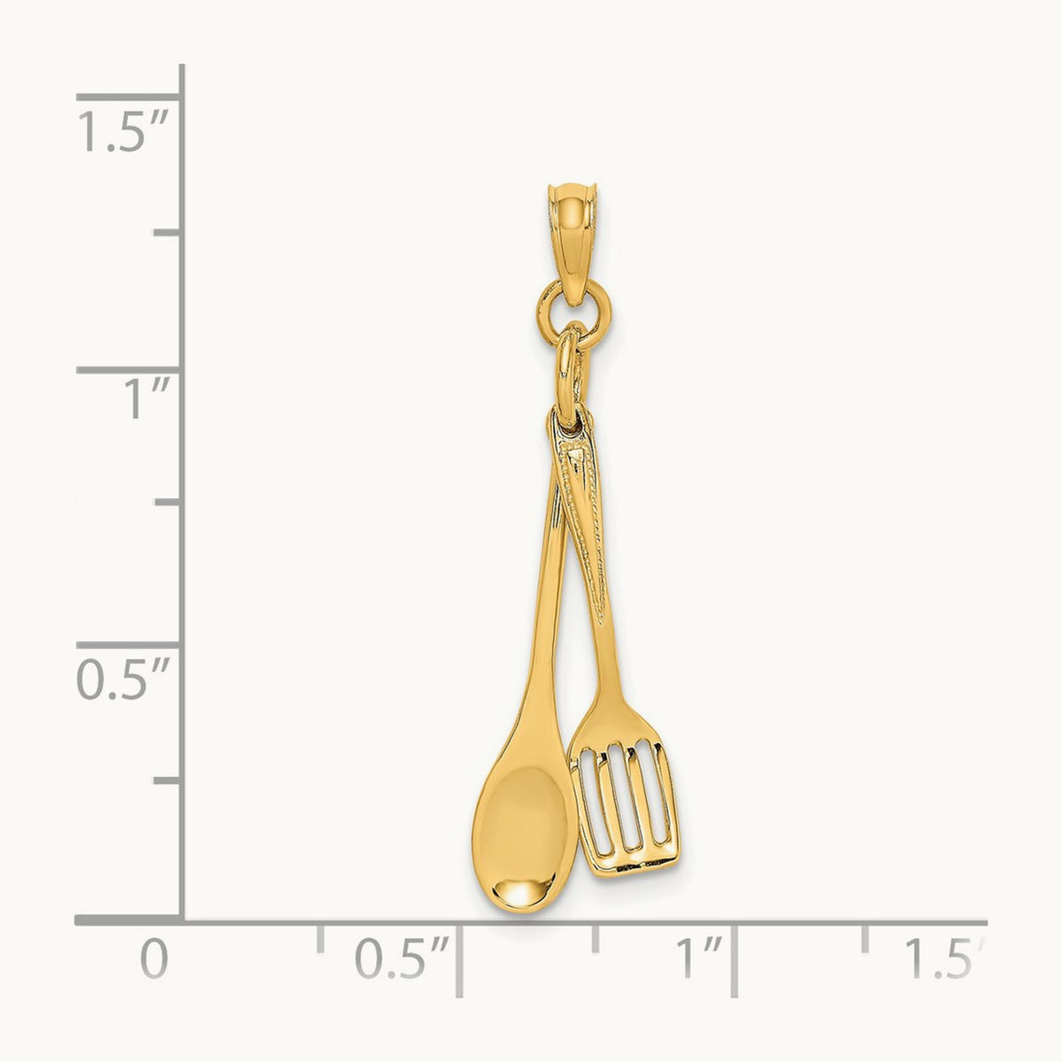 3-D Moveable Spoon and Spatula Charm, 14K