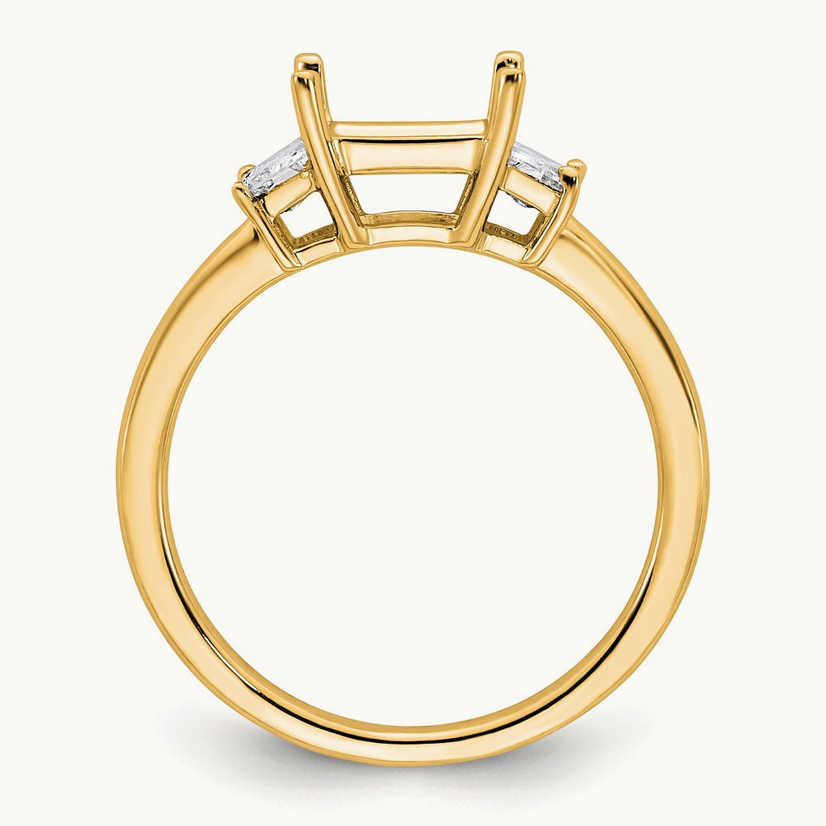 Trapezoid Princess Semi-Mount Engagement Ring — 14K Yellow Gold, 1/2 ct, 7