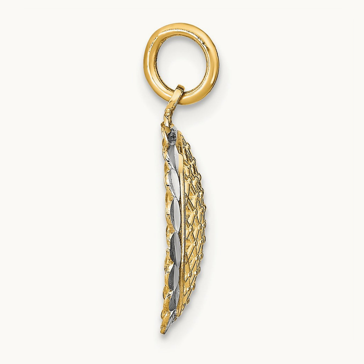 w/Rhodium D/C Sunflower Pendant Charm, 14K