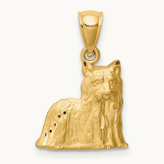 Diamond-cut Yorkshire Terrier Pendant, 14K