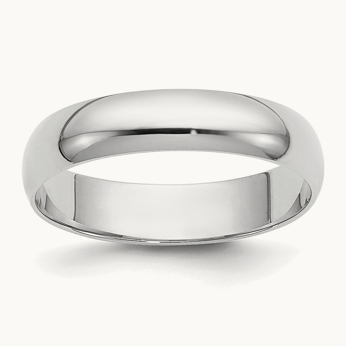 Half-Round Wedding Band — 14K White Gold, 4mm