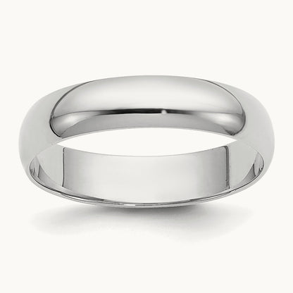 Half Round Band, 4mm, 10K White Gold