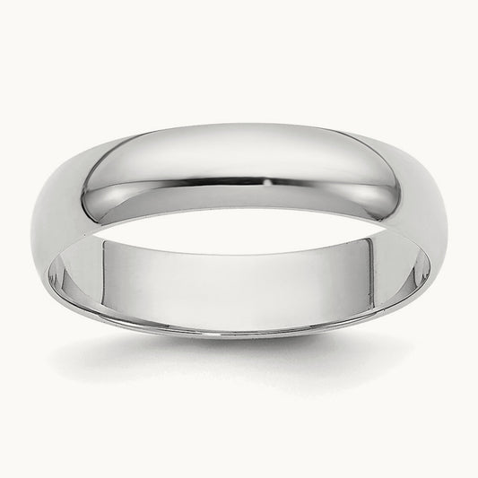 Half Round Band, 4mm, 10K White Gold