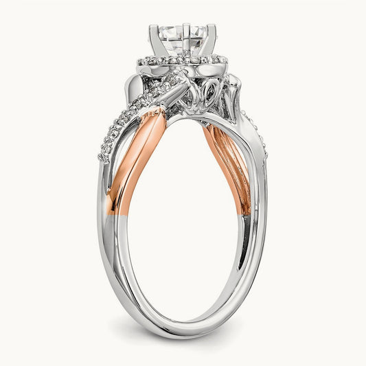 Halo Semi-Mount Peg Set Engagement Ring, 0.25 ct tw Lab-Grown Diamond