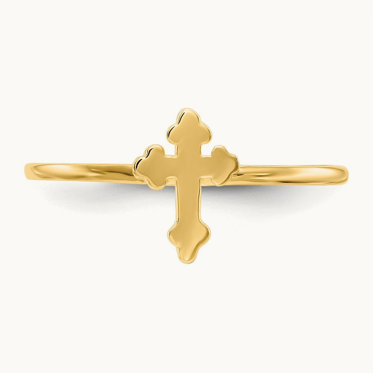 Polished Cross Ring — 14K Yellow Gold