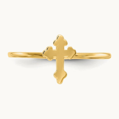 Polished Cross Ring — 14K Yellow Gold