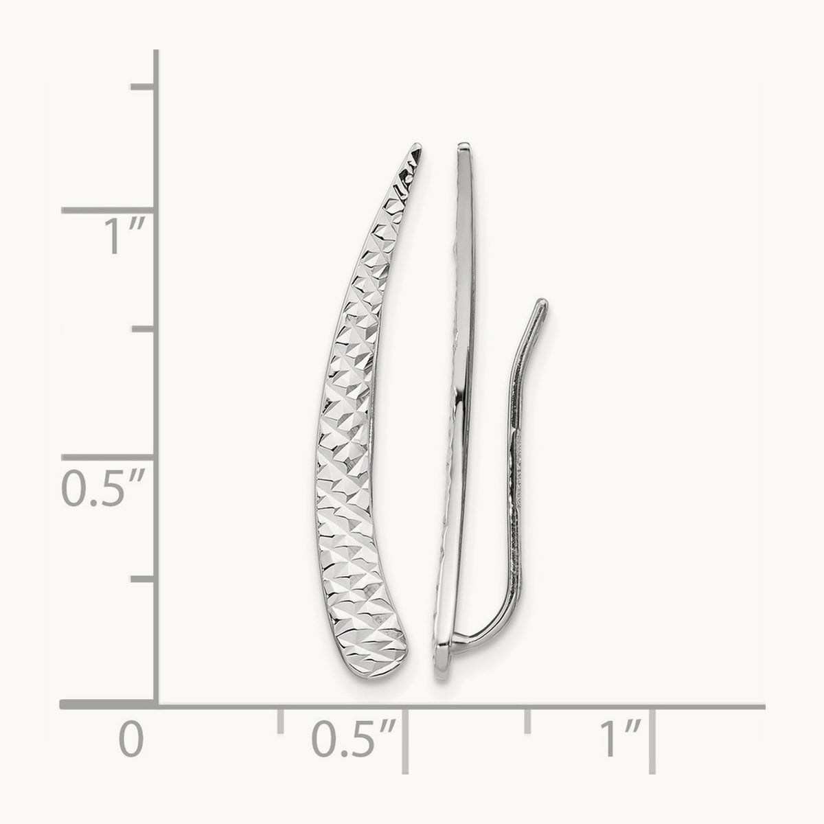 Polished and Textured Ear Climber Earrings, 14K White Gold